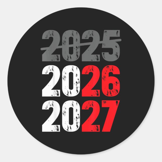 Sticker Rond Happy New Year 2026 Coming Soon 2027 Funny 67 Meme (Devant)
