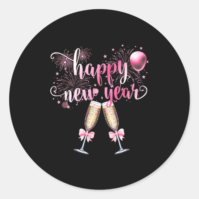 Sticker Rond Happy New Year 2026, Cute Funny Gift Men, Women  (Devant)