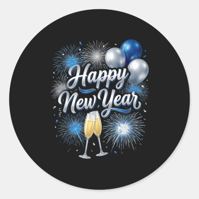 Sticker Rond Happy New Year 2026 Family Matching New Year Eve P (Devant)