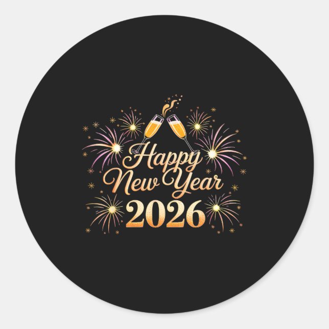 Sticker Rond Happy New Year 2026 Party  (Devant)