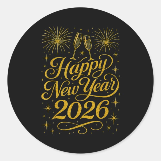 Sticker Rond Happy New Year 2026 Womens New Years Eve Party  (Devant)