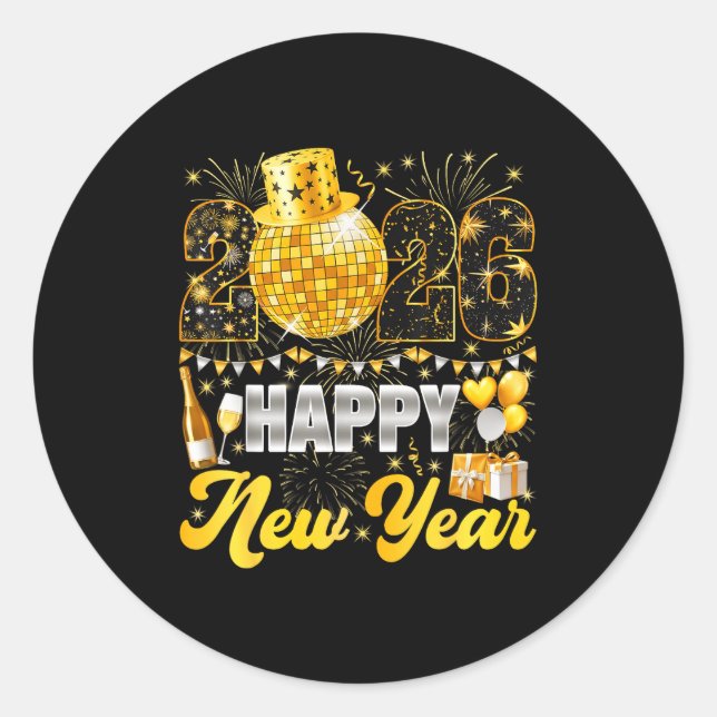 Sticker Rond Happy New Year Party 2026 Balloon Family Matching  (Devant)