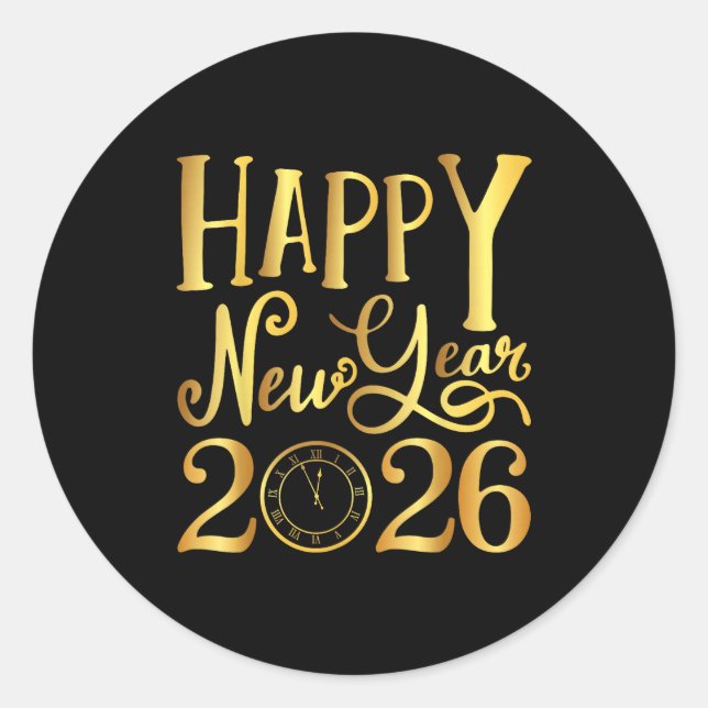 Sticker Rond Happy New Year Party 2026 Family Matching  (Devant)