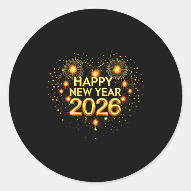 Sticker Rond Happy New Year Party 2026 Funny Balloon Family Mat (Devant)