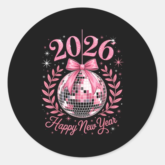 Sticker Rond Happy New Year Party 2026 Funny Balloon Family Mat (Devant)