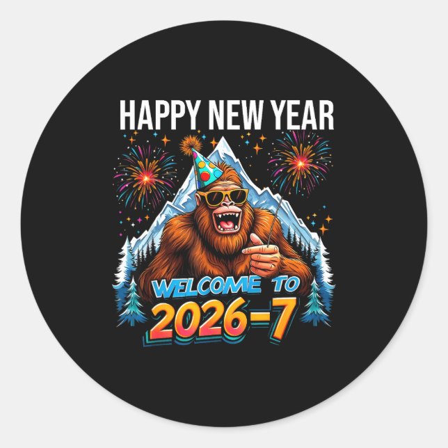 Sticker Rond Happy New Year Welcome To 2026-7 Funny Meme 67 Big (Devant)