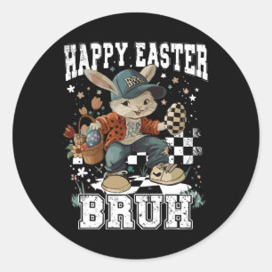 Sticker Rond Happy Pâques Bruh Bunny Skateboard Toddler enfants