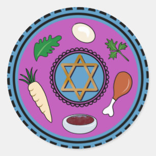 Sticker Rond Happy Passover Pesach Seder plaque