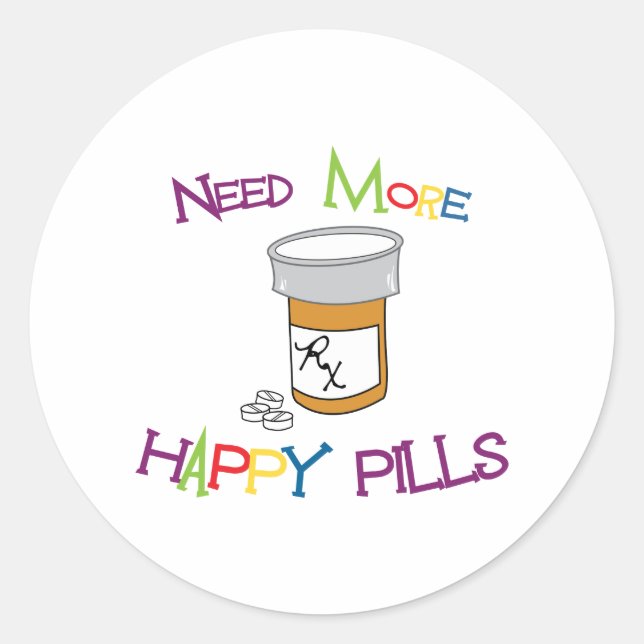 Sticker Rond Happy Pills (Devant)