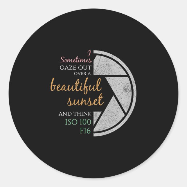 Sticker Rond Happy Quote Funny Camera Settings &amp ; Photograp (Devant)