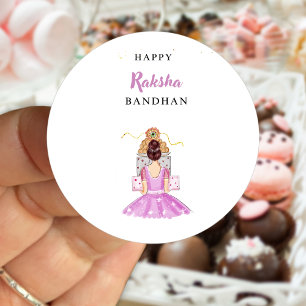 Sticker Rond happy rakhi, rakshabandhan, festival indien,
