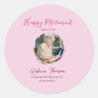 Sticker Rond Happy retirement year name circle photo retired