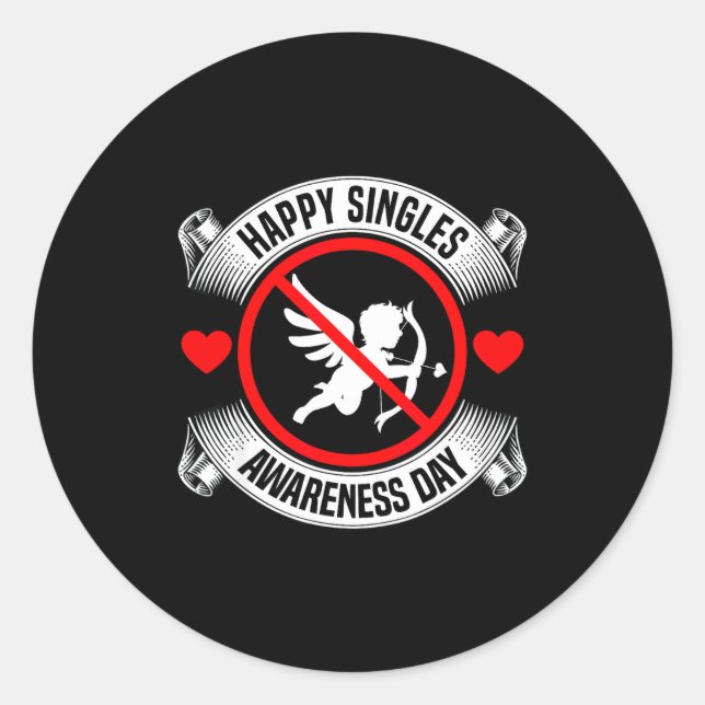 Sticker Rond Happy Singles Awareness Day Anti Cud Anti Valentin (Devant)