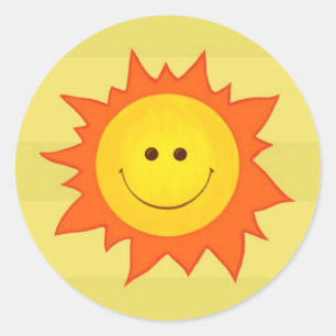 Sticker Rond Happy Smiling Sun