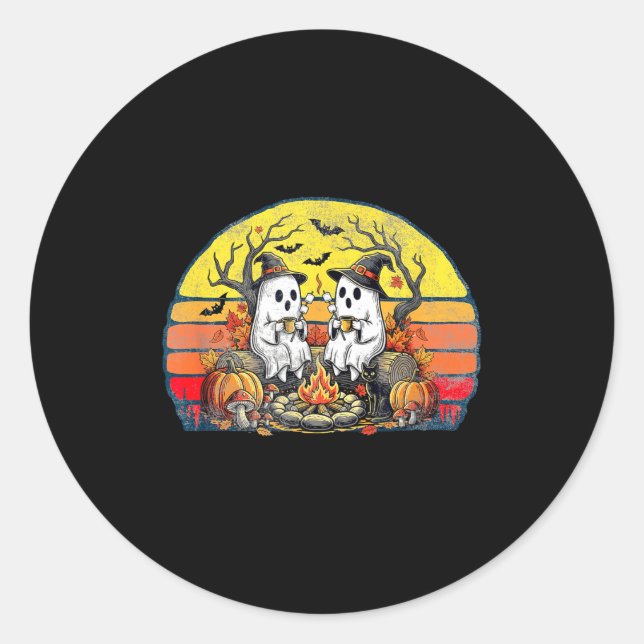 Sticker Rond Happy Soky Camng Crew Halloween Campfire  (Devant)