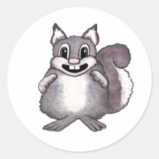 Sticker Rond Happy Squirrel Cartoon Drawing 