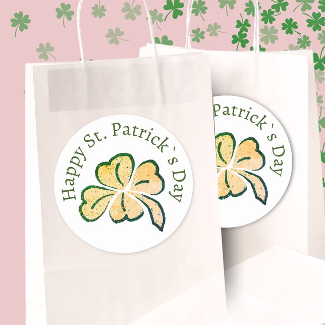 Sticker Rond Happy St. Patrick`s Day Shamrock Clover (Créateur téléchargé)