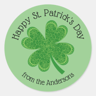 Sticker Rond Happy St Patrick's Day 4 Clover feuille