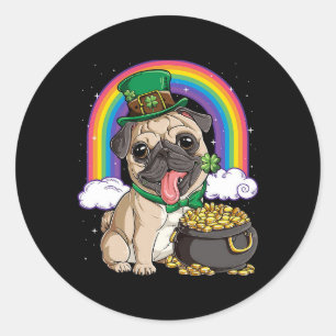 Sticker Rond Happy St. Patrick's Day Carlin chien