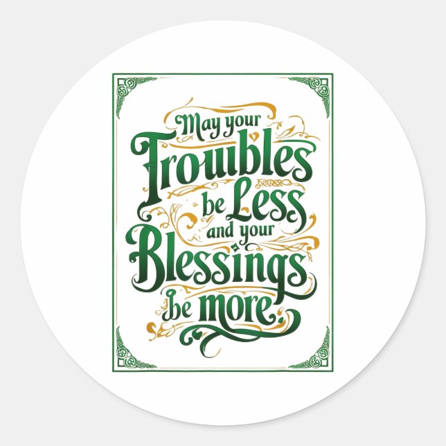 Sticker Rond Happy St. Patrick's Day Motivational Quote Apparel (Devant)
