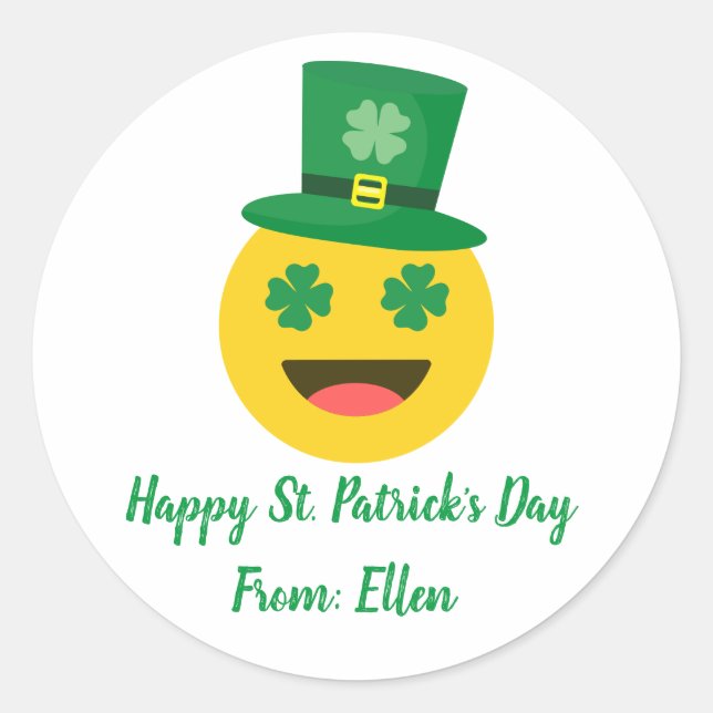Sticker Rond Happy St. Patricks Day Sticker- EMOJI (Devant)