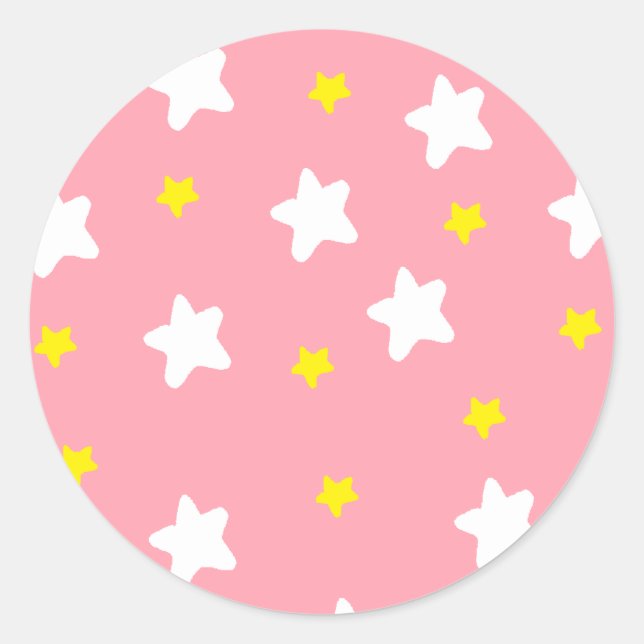 Sticker Rond Happy Stars Rose (Devant)