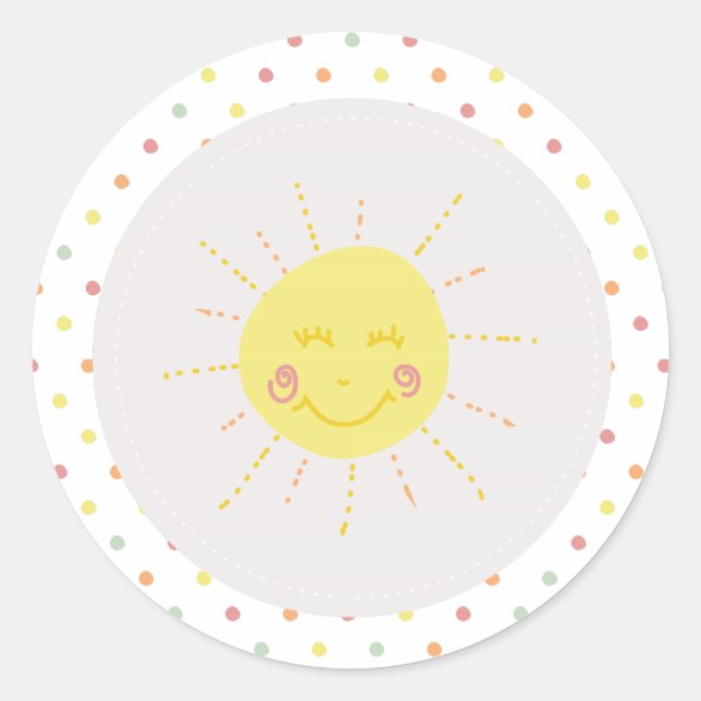 Sticker Rond Happy Sunshine polkadot Party Plaque papier (Devant)
