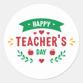 Sticker Rond Happy Teacher's Day word art
