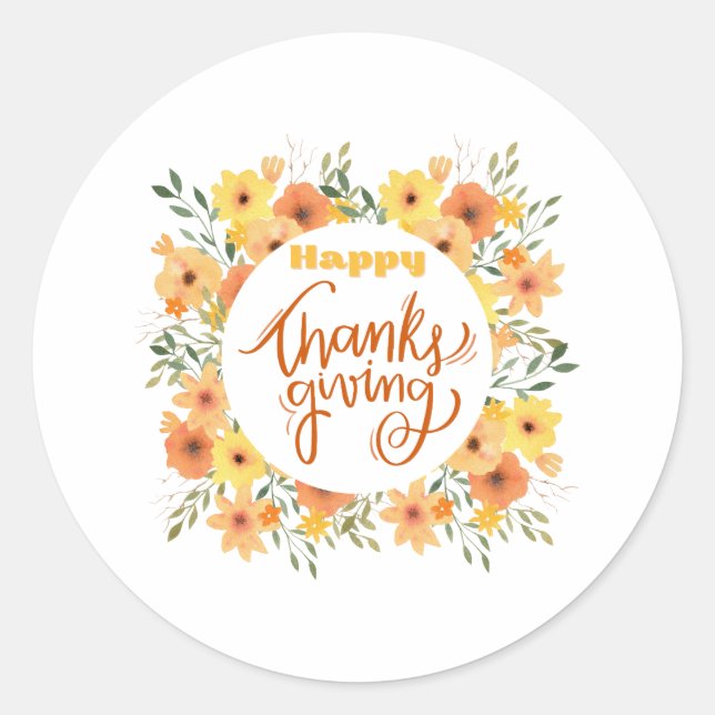 Sticker Rond Happy Thanksgiving (Devant)