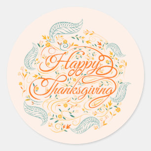 Sticker Rond Happy Thanksgiving