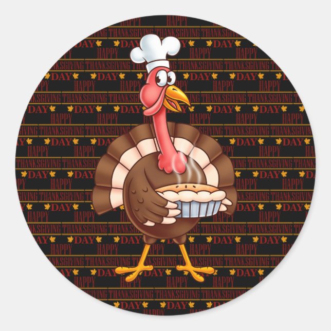 Sticker Rond Happy Thanksgiving (Devant)