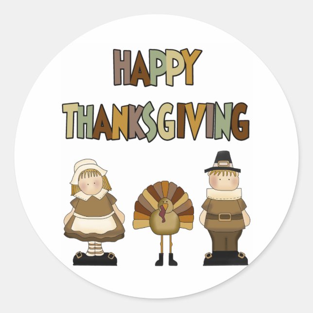 Sticker Rond Happy Thanksgiving (Devant)