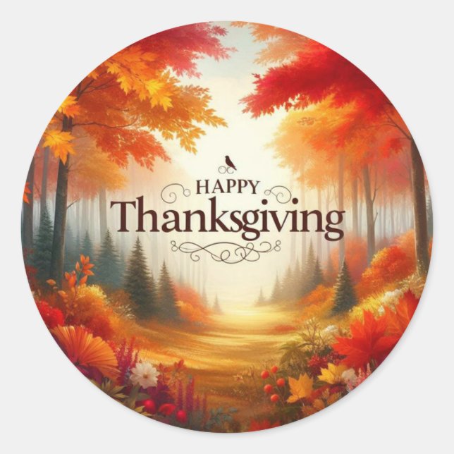 Sticker Rond Happy Thanksgiving (Devant)