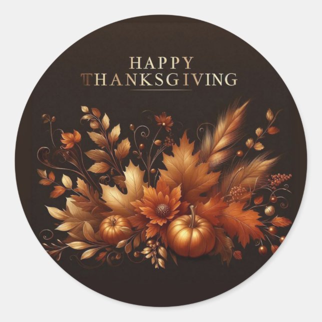 Sticker Rond Happy Thanksgiving (Devant)