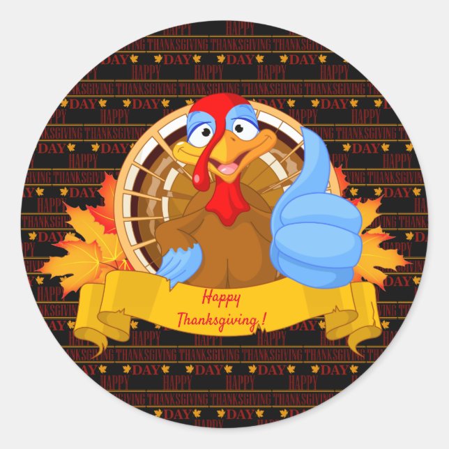 Sticker Rond Happy Thanksgiving (Devant)