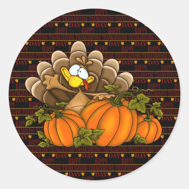 Sticker Rond Happy Thanksgiving (Devant)