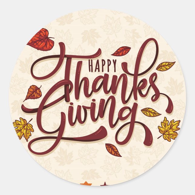 Sticker Rond Happy Thanksgiving (Happy Thanksgiving round stickers!)