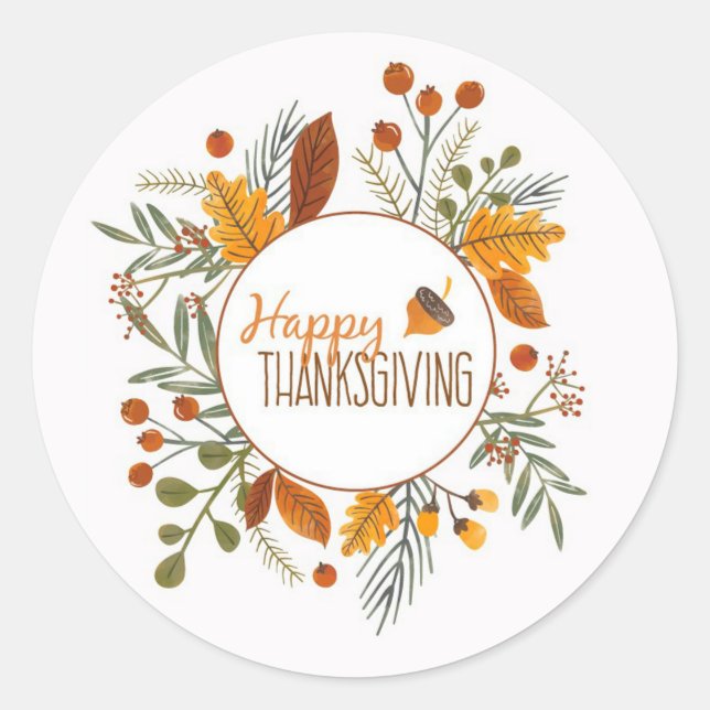 Sticker Rond Happy Thanksgiving (Devant)
