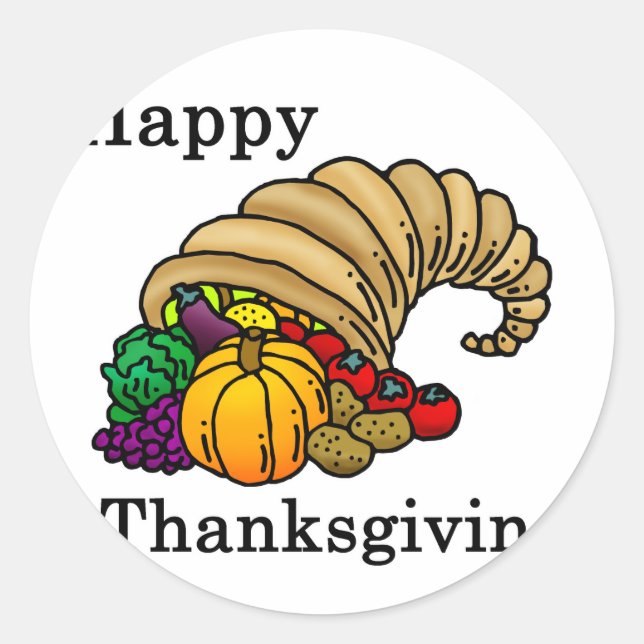 Sticker Rond Happy Thanksgiving (Devant)