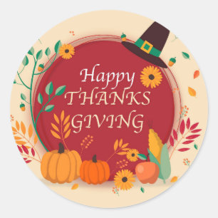 Sticker Rond Happy Thanksgiving