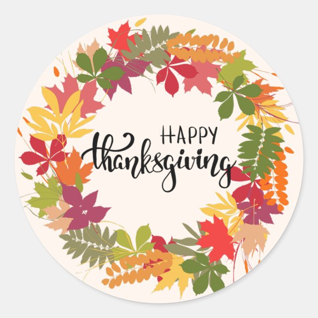 Sticker Rond Happy Thanksgiving (Devant)