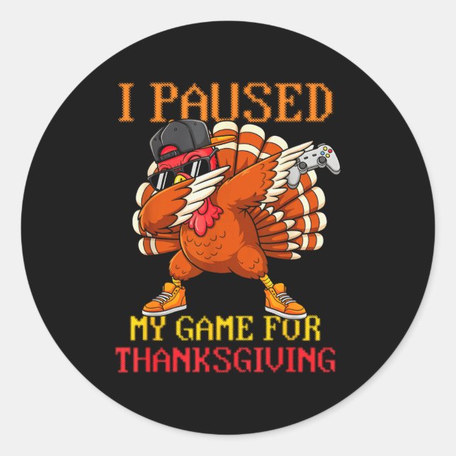 Sticker Rond Happy Thanksgiving Gaming Fall Turkey Gamer Boys K (Devant)