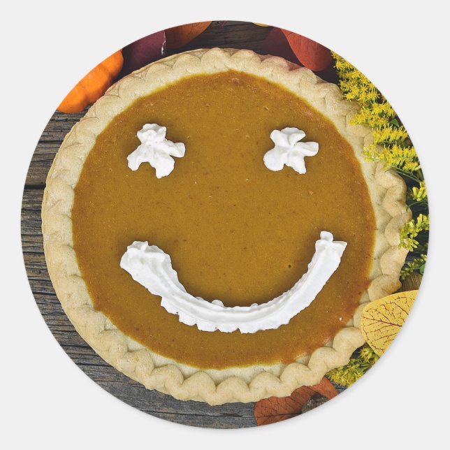 Sticker Rond Happy Thanksgiving Pumpkin Pie (Devant)