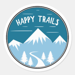 Sticker Rond Happy Trails Randonnée
