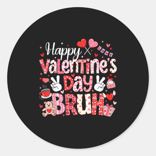 Sticker Rond Happy Valentine Day Bruh Heart Love Valentine Boys (Devant)