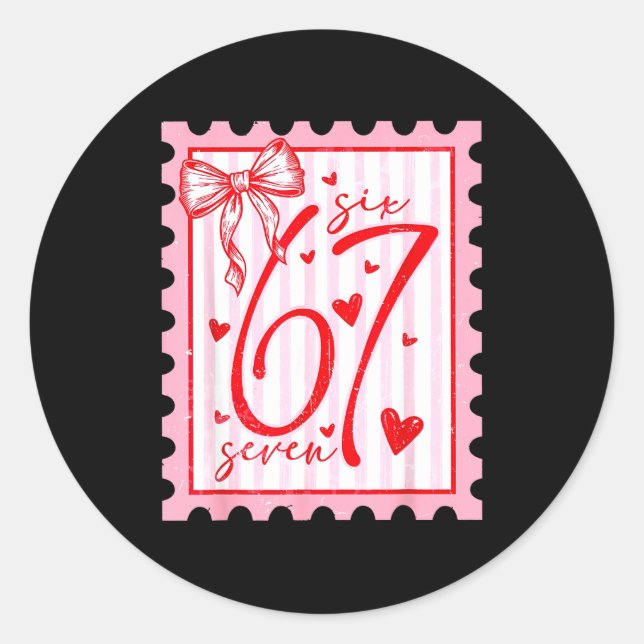 Sticker Rond Happy Valentine’s Day 67 Meme Hearts Coquette Bow  (Devant)