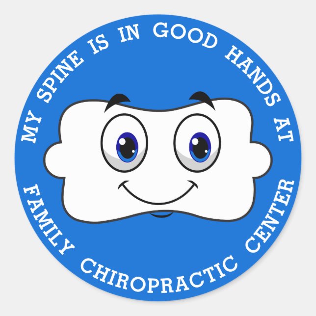 Sticker Rond Happy Vertebra - Spine En Bonnes Mains Chiropratiq (Devant)