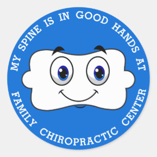 Sticker Rond Happy Vertebra - Spine En Bonnes Mains Chiropratiq