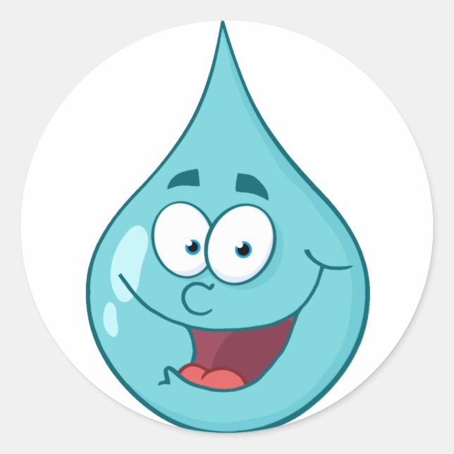 Sticker Rond Happy Water Drop Caractère de dessin (Devant)