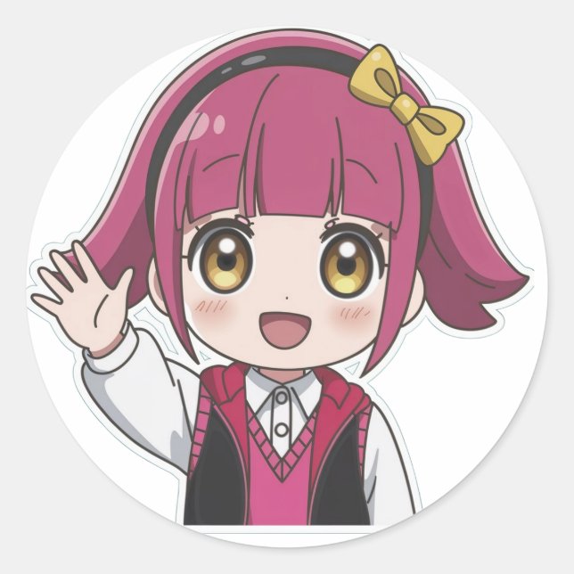 Sticker Rond "Happy Wave Anime Sticker" (Devant)